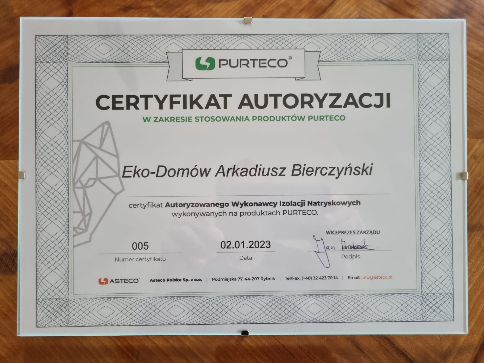 Certyfikat Purteco